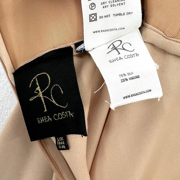 RHEA COSTA Strapless Slip Dress Womens Large XL Tan Strapless Mesh Lining Light - Picture 11 of 14